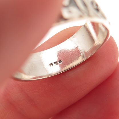 925 Sterling Silver Vintage Aries Zodiac Oxidized Band Ring Size 8.5