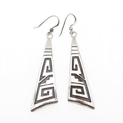Terry Wadsworth Hopi Old Pawn 925 Sterling Silver Vintage Tribal Dangle Earrings