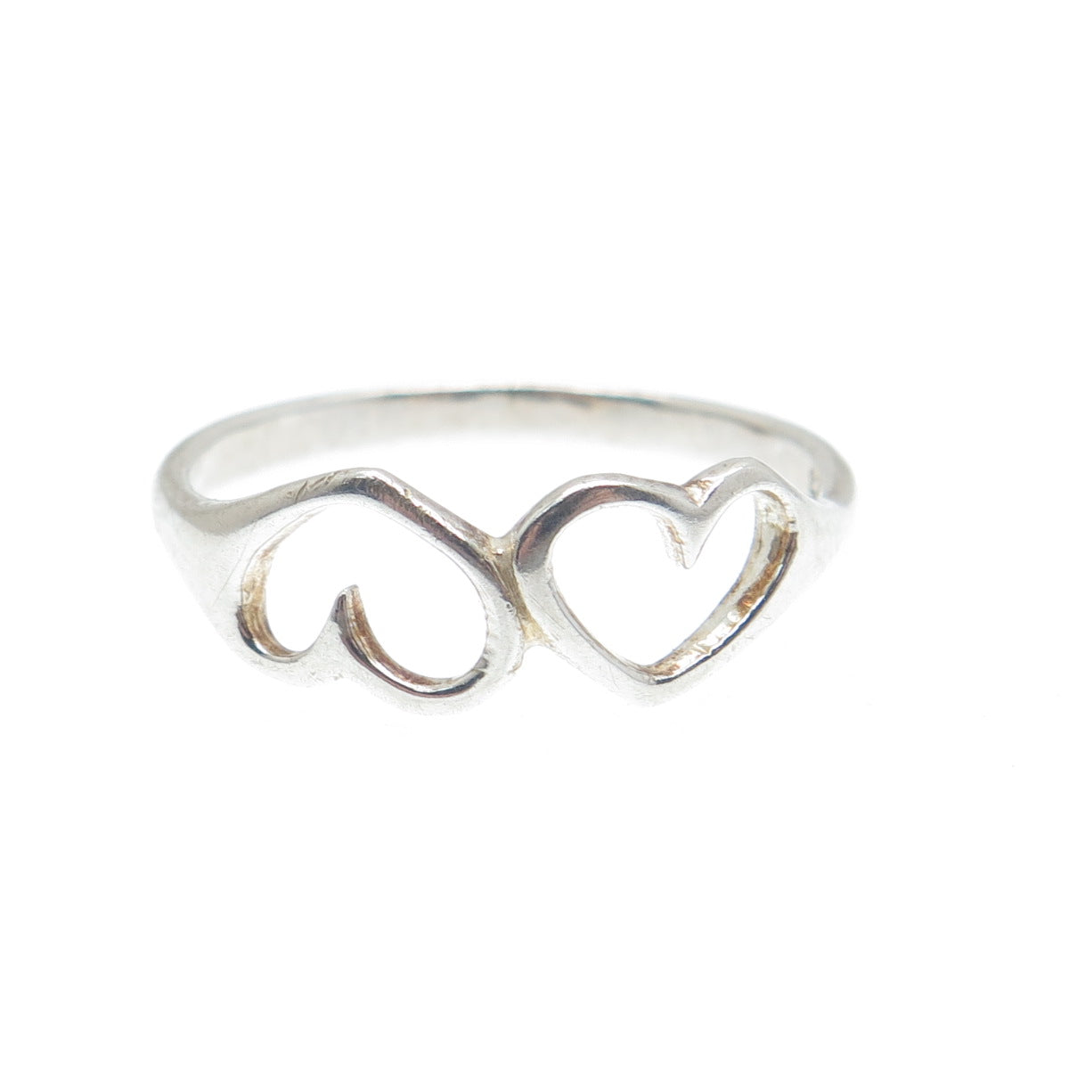 CHARLES WINSTON 925 Sterling Silver Vintage Couple of Hearts Ring Size 8.75