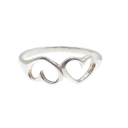 CHARLES WINSTON 925 Sterling Silver Vintage Couple of Hearts Ring Size 8.75