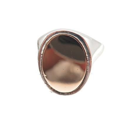 B.A. Ballou 925 Sterling Silver 14K Rose Gold Vintage Signet Ring Size 10