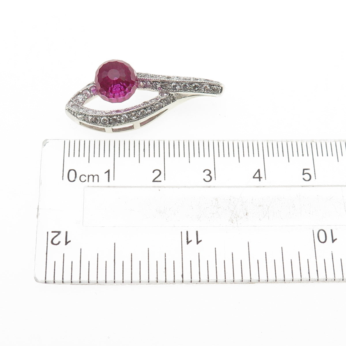 925 Sterling Silver Lab-Created Pink Sapphire & C Z Infinity Slide Pendant