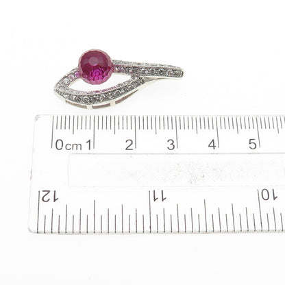 925 Sterling Silver Lab-Created Pink Sapphire & C Z Infinity Slide Pendant