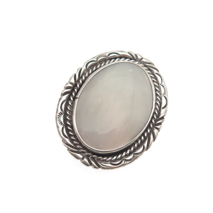 U-VANDEVER Old Pawn Sterling Silver Vintage Southwestern MOP Tribal Pin Brooch