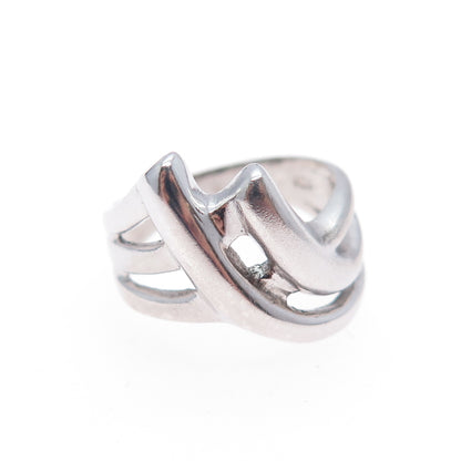 925 Sterling Silver Vintage Modernist Mountain Ring Size 6.25
