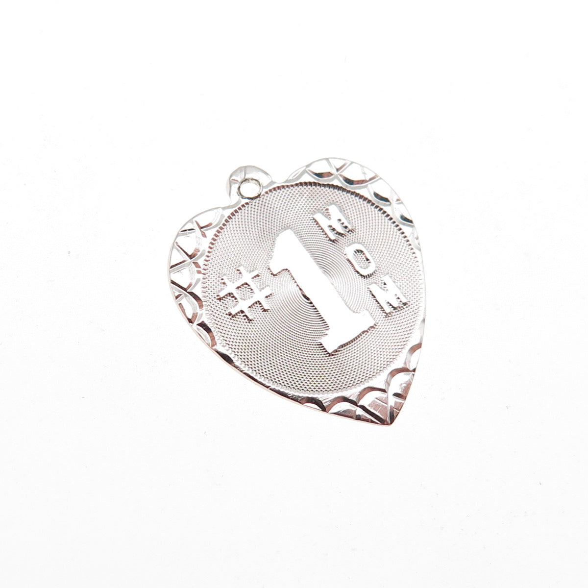 Jeanor 925 Sterling Silver Vintage Number 1 Mom Heart Mini Charm Pendant