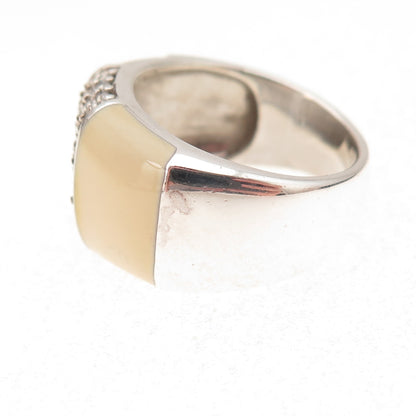 925 Sterling Silver Enamel & Round-Cut C Z Ring Size 7.75