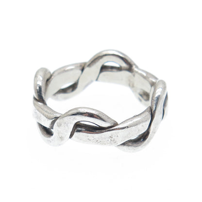 925 Sterling Silver Vintage Infinity Band Oxidized Ring Size 8