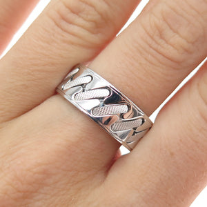 NEOS 925 Sterling Silver Textured Sewing Stitches Band Ring Size 8.25