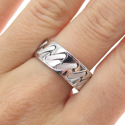 NEOS 925 Sterling Silver Textured Sewing Stitches Band Ring Size 8.25