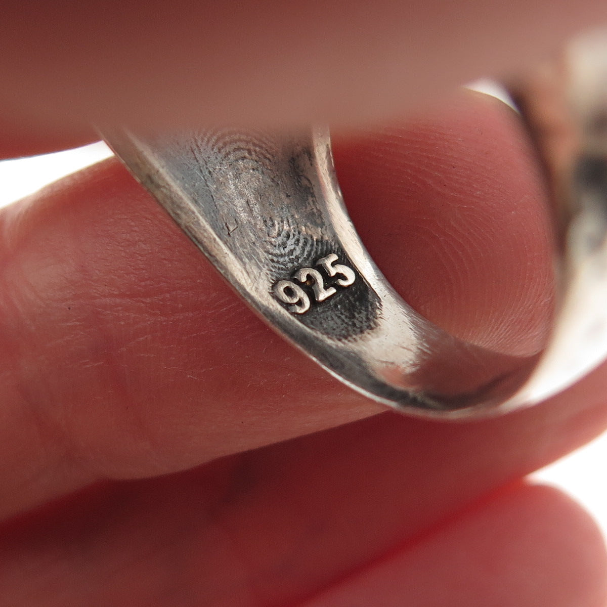 925 Sterling Silver Vintage Skull Oxidized Biker Signet Ring Size 11
