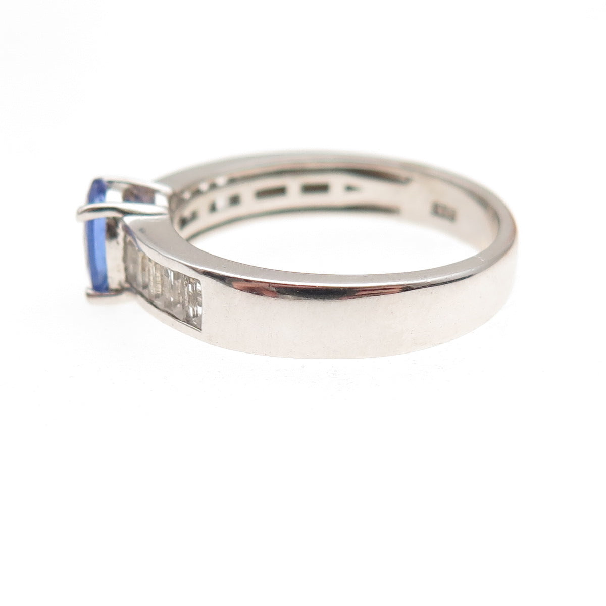 Chuck Clemency 925 Sterling Silver Real Tanzanite & White Topaz Ring Size 8.25