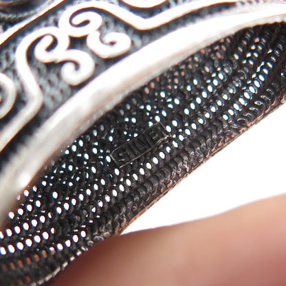 925 Sterling Silver Antique Real Lapis Chatelaine Filigree Box Oxidized Pendant