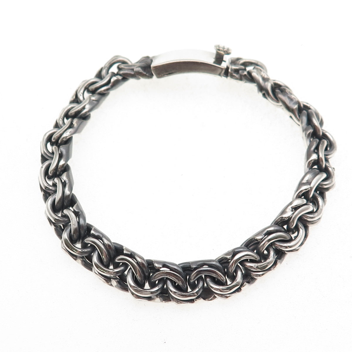 Trejo 925 Sterling Silver Vintage Mexico Oxidized Bismark Link Bracelet 7"