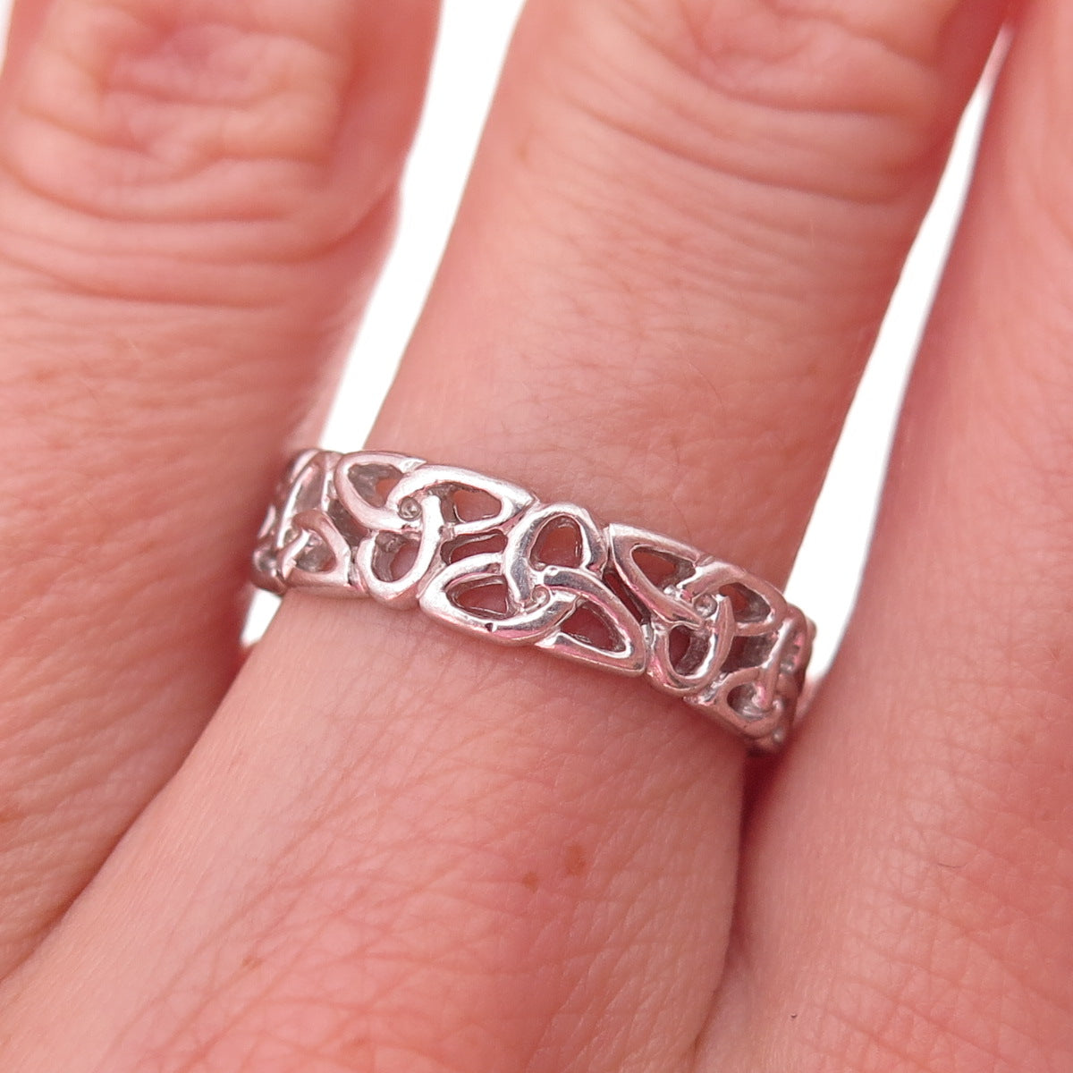 Solvar 925 Sterling Silver Vintage Ireland Celtic Trinity Knot Ring Size 7.25