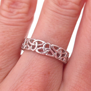 Solvar 925 Sterling Silver Vintage Ireland Celtic Trinity Knot Ring Size 7.25
