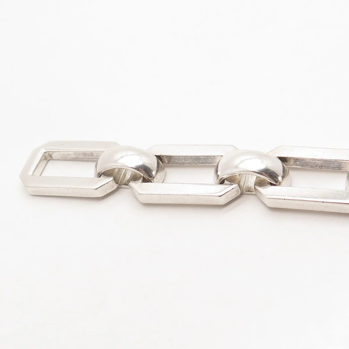 925 Sterling Silver Vintage Modernist Link Bracelet 6.25"
