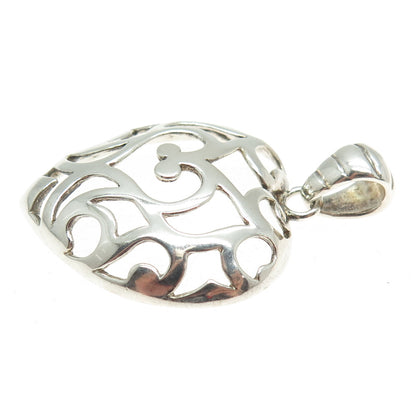 MILOR 925 Sterling Silver Vintage Italy Ornate Heart Pendant