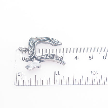 925 Sterling Silver Vintage Chai Judaica Oxidized Charm Pendant