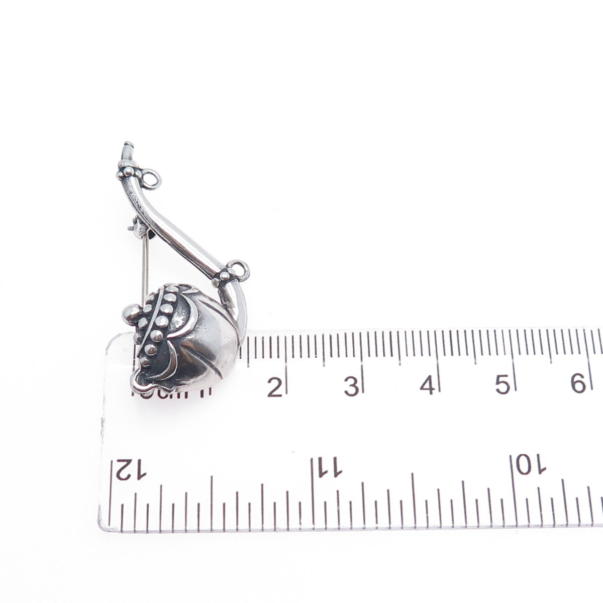 925 Sterling Silver Antique Art Deco Smoking Pipe Oxidized Pin Brooch
