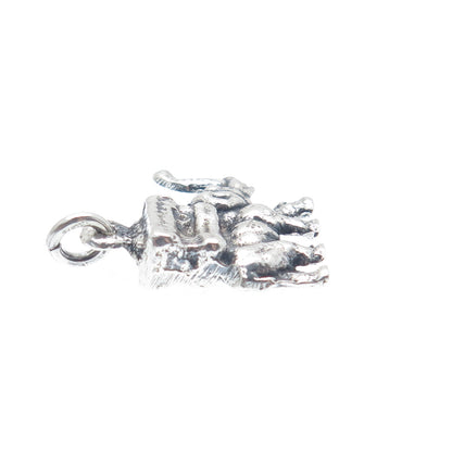 925 Sterling Silver Vintage Elephant Sedan Chair Minimalist Charm Pendant