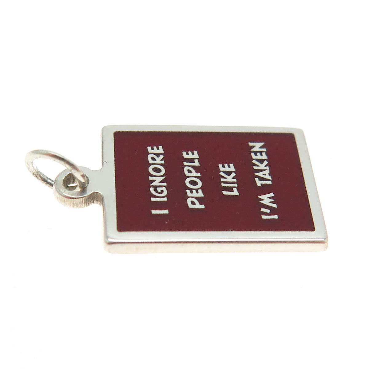 925 Sterling Silver Enamel "I Ignore People Like I'm Taken" Minimalist Pendant