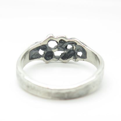 925 Sterling Silver Vintage Nugget Oxidized Ring Size 9.75