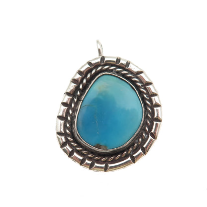 Old Pawn 925 Sterling Silver Vintage Southwestern Turquoise Tribal Charm Pendant