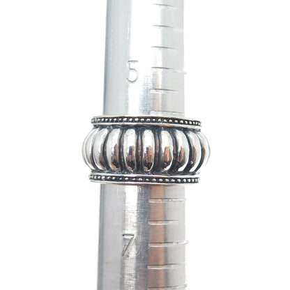 925 Sterling Silver Vintage Modernist Ribbed Oxidized Ring Size 6.25