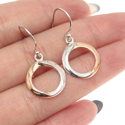 925 Sterling Silver 2-Tone Circle of Life Dangling Earrings