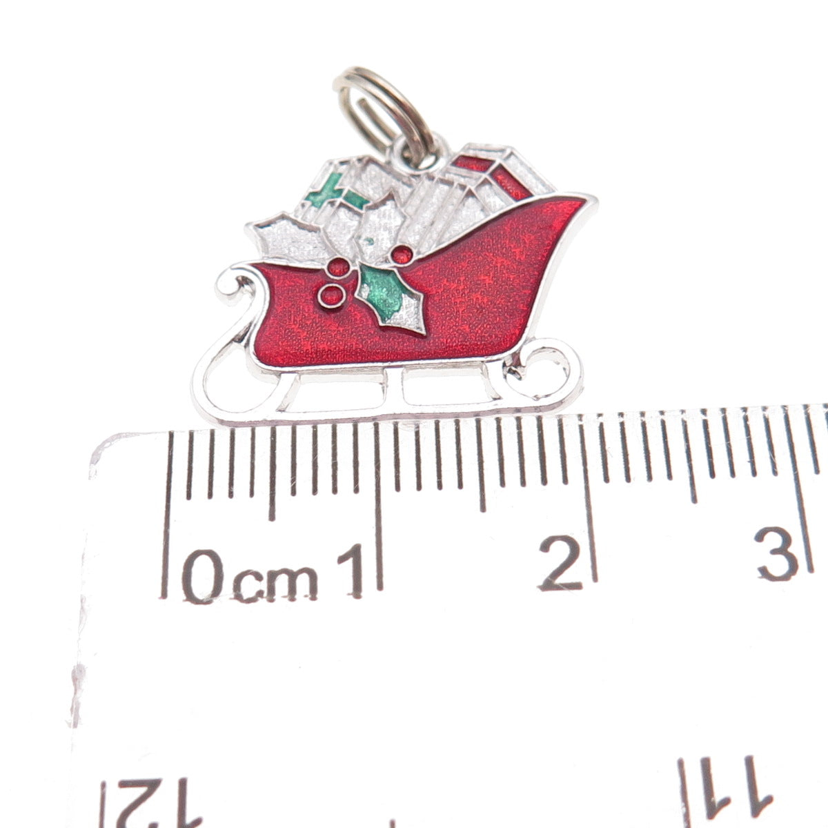 Spencer 925 Sterling Silver Vintage Enamel Santa's Sleigh Charm Pendant
