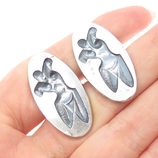 DUNHILL 925 Sterling Silver Vintage Venus de Milo Silhouette Oxidized Cufflinks