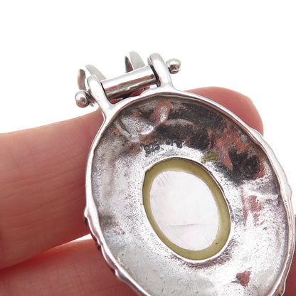 Collins 925 Sterling Silver Vintage Real MOP Oxidized Pendant