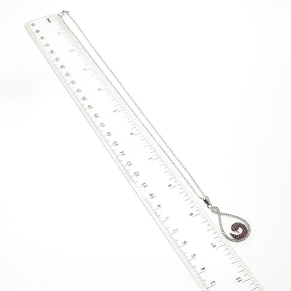 925 Sterling Silver Pink Sapphire Black Spinel C Z Swan Cable Chain Necklace 18"