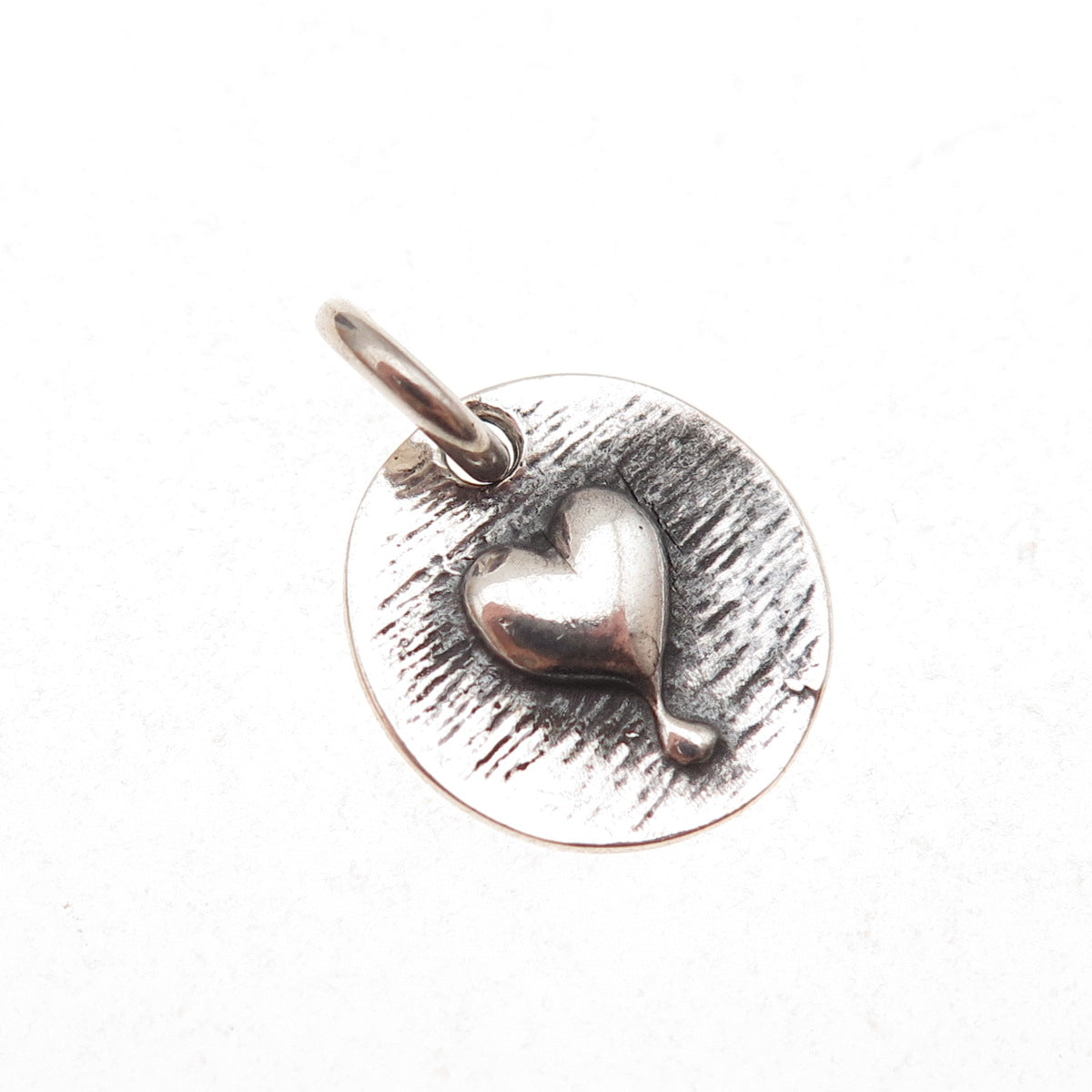 925 Sterling Silver Vintage Love Heart Oxidized Charm Pendant