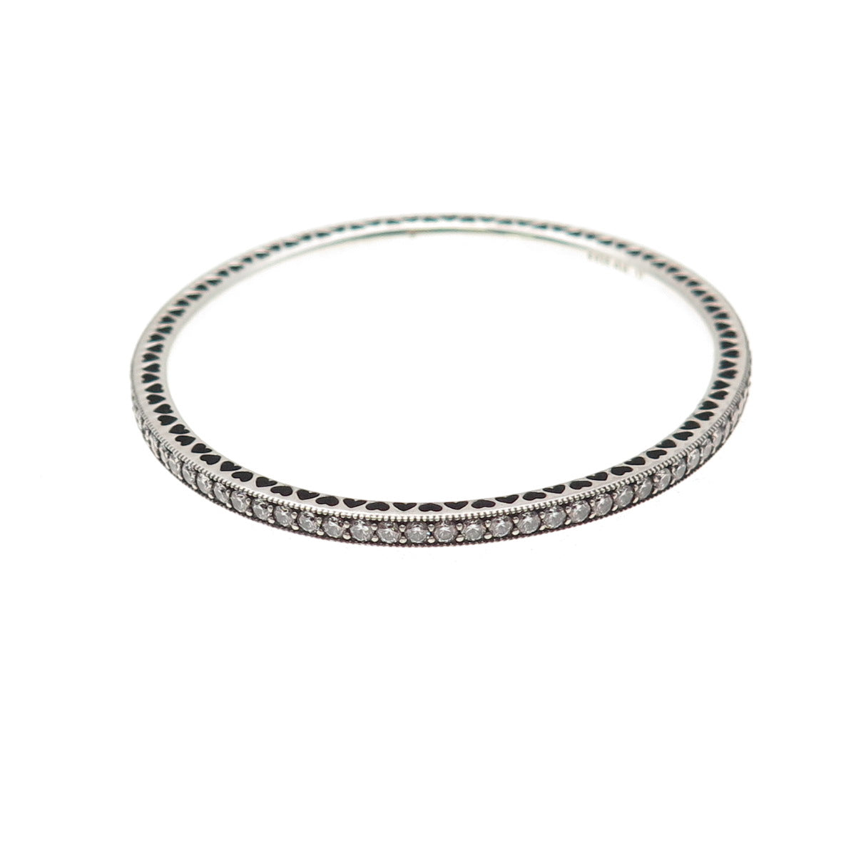 Pandora 925 Sterling Silver Round-Cut C Z Bangle Bracelet 6.5"