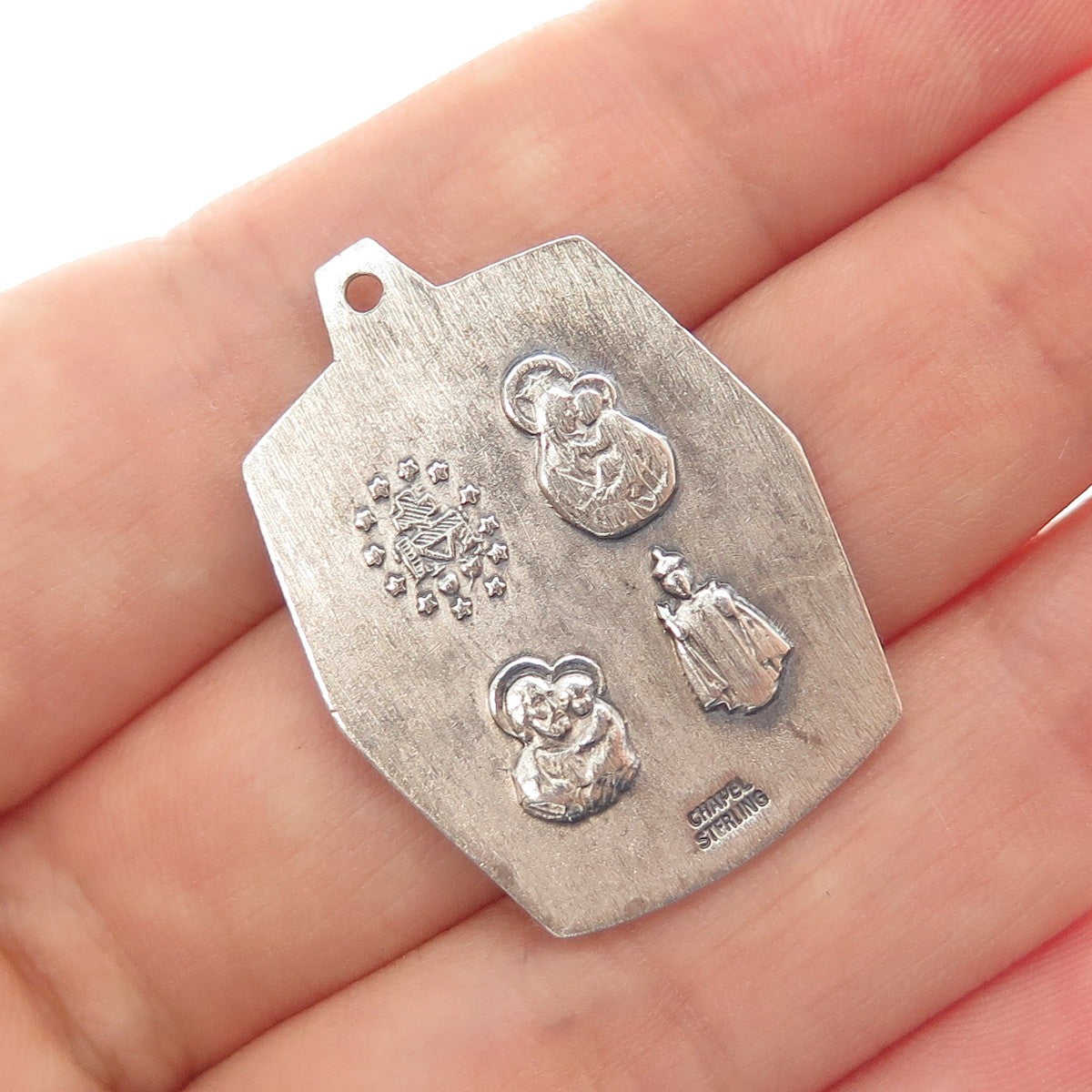 CHAPEL 925 Sterling Silver Antique Art Deco 4-Way Cross Medal Charm Pendant