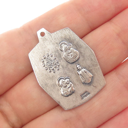 CHAPEL 925 Sterling Silver Antique Art Deco 4-Way Cross Medal Charm Pendant