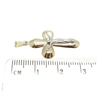 14K Yellow & White Gold Crucifix Cross Religious Charm Pendant