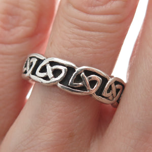 PETER STONE 925 Sterling Silver Vintage Viking / Celtic Knot Band Ring Size 8.5