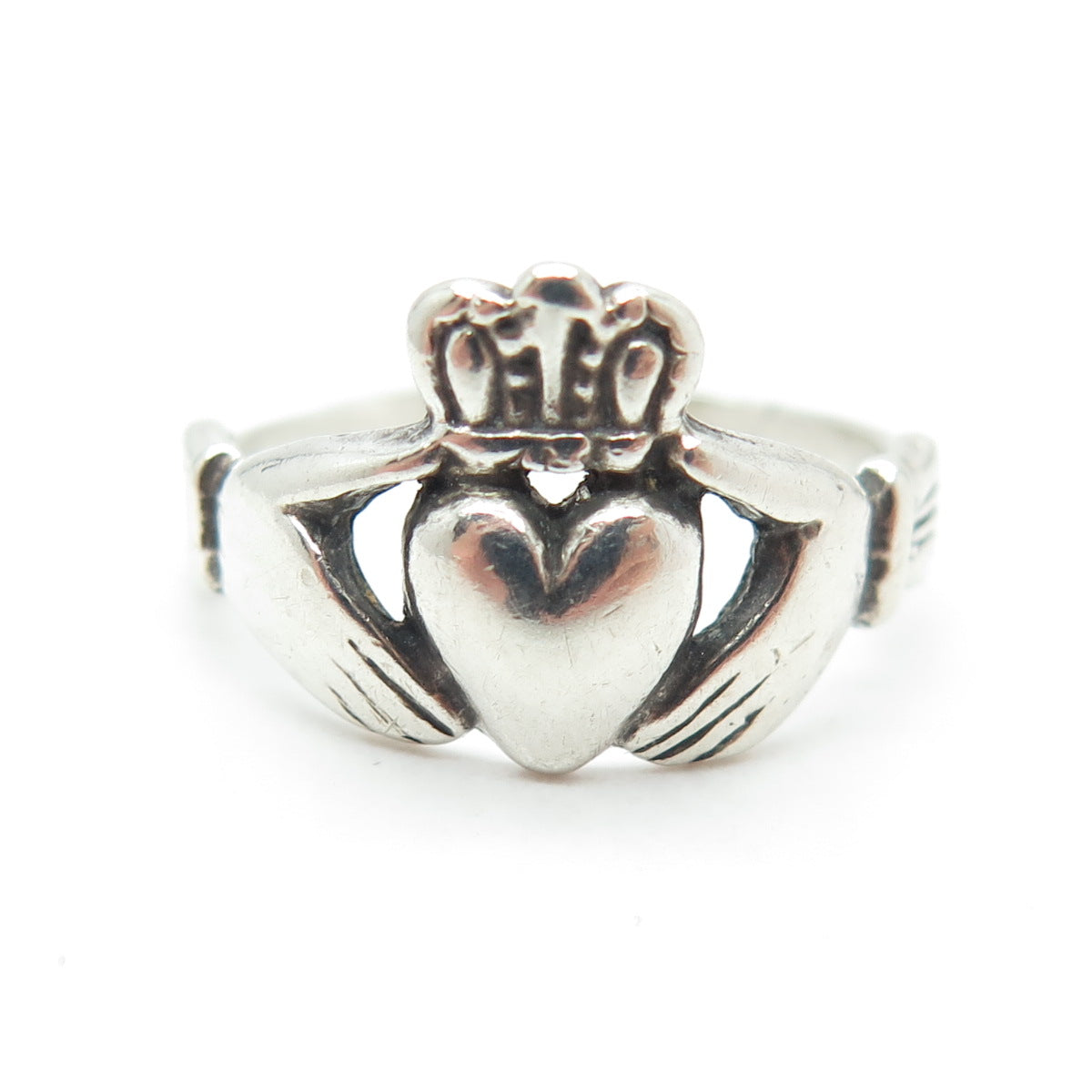 925 Sterling Silver Vintage Irish Claddagh Ring Size 6.75