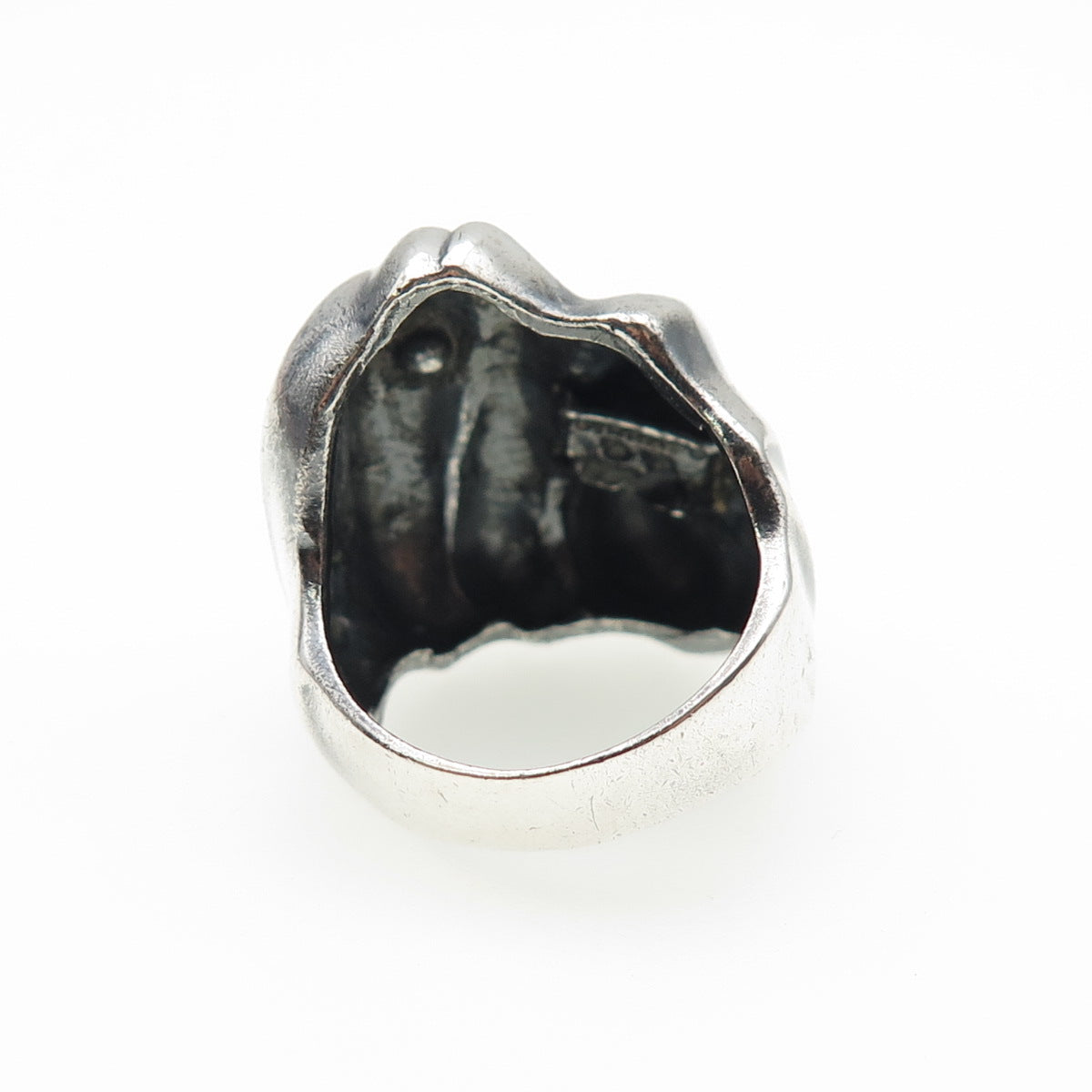 925 Sterling Silver Vintage Modernist Wavy Dome Oxidized Ring Size 6.5