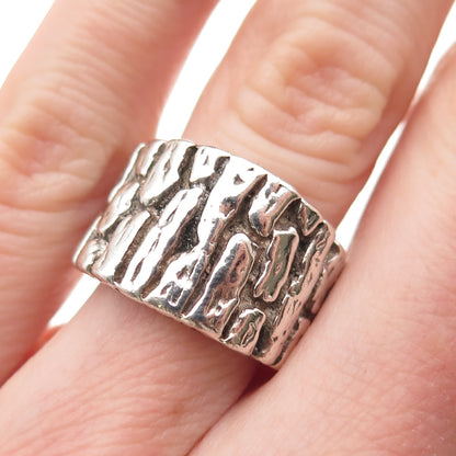 Sara Blaine 925 Sterling Silver Vintage Tree Bark Oxidized Ring Size 5.25