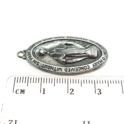 THEDA 925 Sterling Silver Antique Art Deco St. Mary Miraculous Religious Pendant