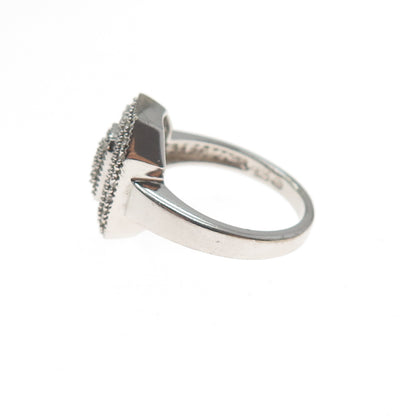 HN HENG NGAI 925 Sterling Silver Real Round-Cut Diamond Ring Size 7.25