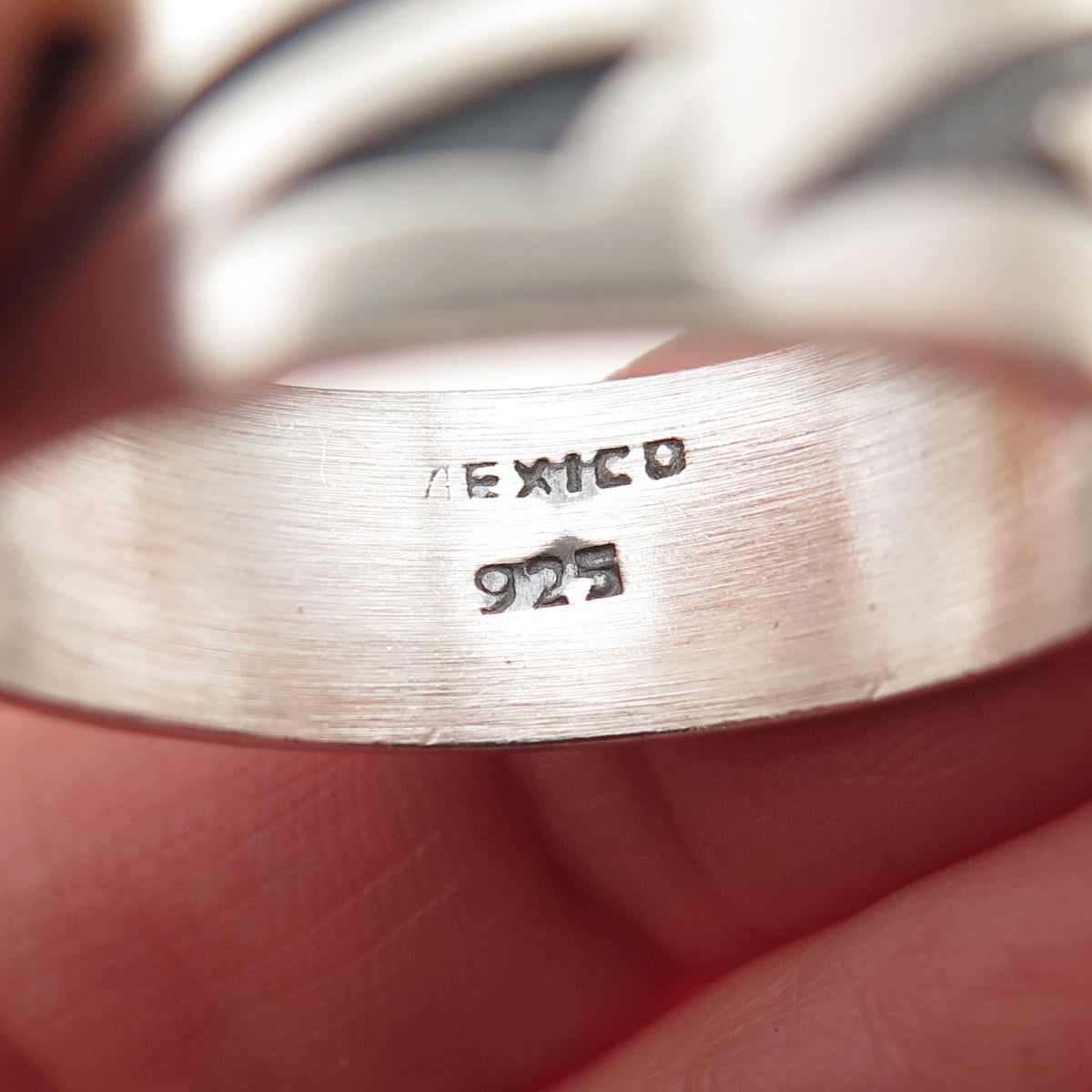 925 Sterling Silver Vintage Mexico Tribal Wave Oxidized Band Ring Size 13