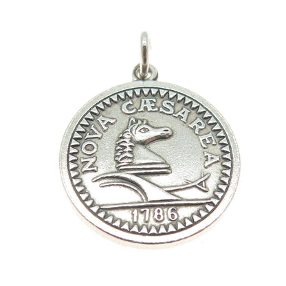 925 Sterling Silver Vintage New Jersey Nova Caesarea Coin Charm Pendant