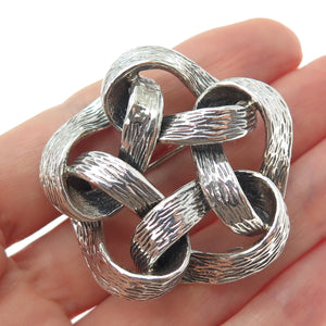 DANECRAFT 925 Sterling Silver Vintage Modernist Floral Oxidized Pin Brooch