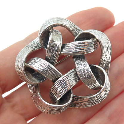 DANECRAFT 925 Sterling Silver Vintage Modernist Floral Oxidized Pin Brooch