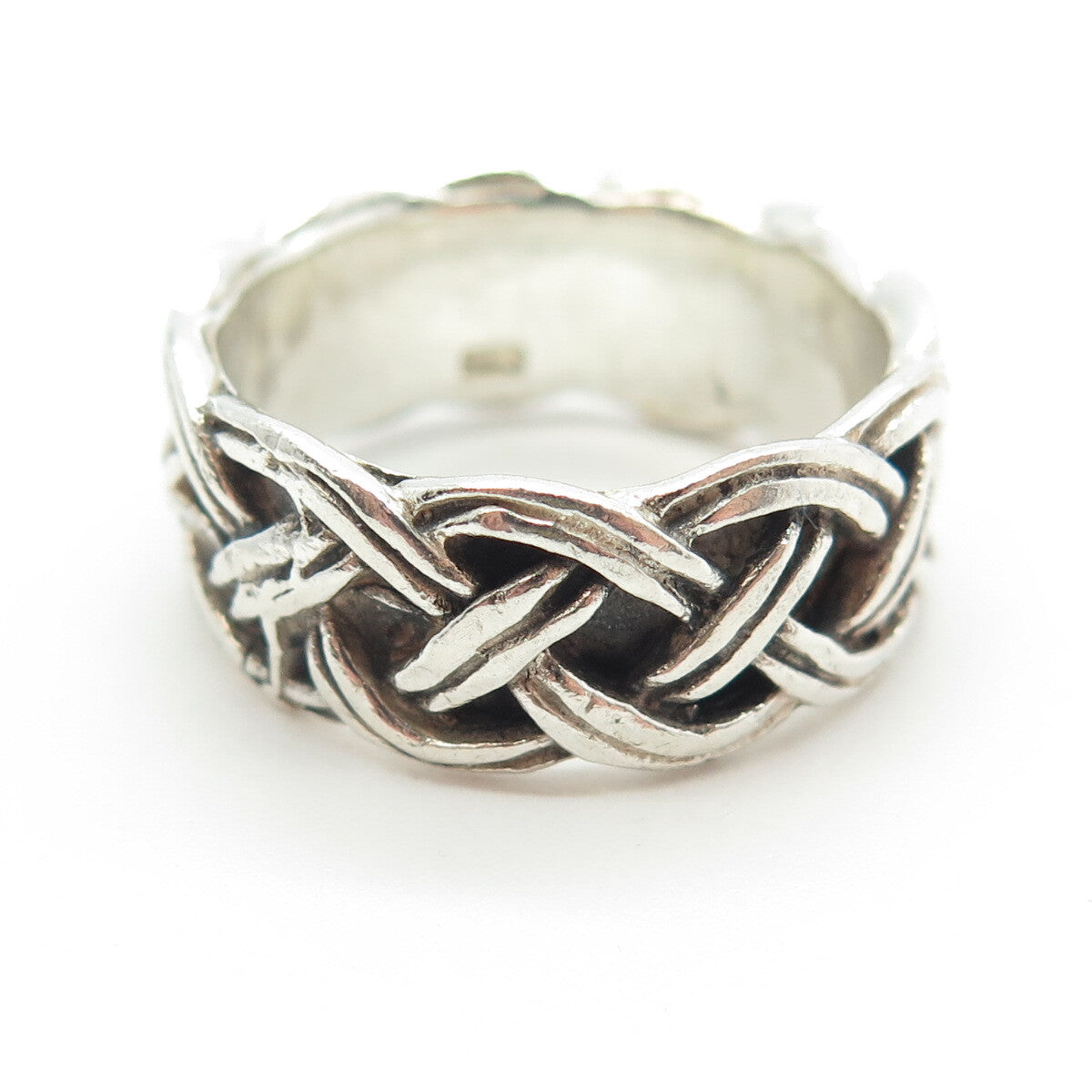 925 Sterling Silver Vintage Woven Band Ring Size 10.5